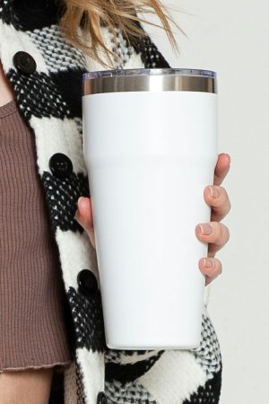 Tumblers |   White 20oz Stainless Steel Vacuum Cup with Lid ACCESSORIES Tumblers