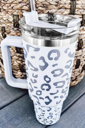 Tumblers |   White Leopard Spotted 304 Stainless Double Insulated Cup 40oz ACCESSORIES Tumblers