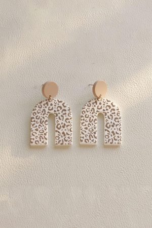 Jewelry |   Beige Neutral Animal Print U Shaped Earrings ACCESSORIES Beige