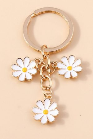 Other Accessories |   White Cute Daisy Shape Ornament Key Ring ACCESSORIES Other Accessories