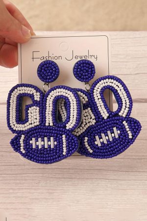 Jewelry |   Bluing Beaded Go Football Earrings ACCESSORIES Bluing