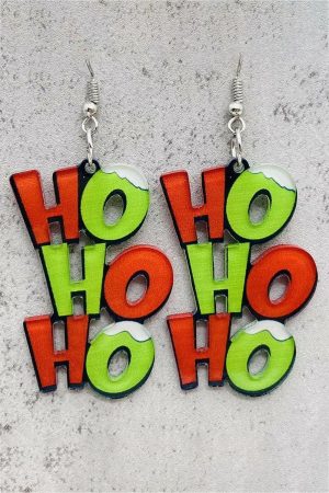 Jewelry |   Green HO HO HO Dangle Christmas Earrings ACCESSORIES Green