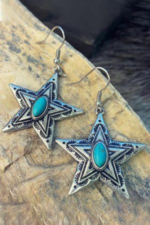 Jewelry |   Green Turquoise Embellish Vintage Star Earrings ACCESSORIES Green