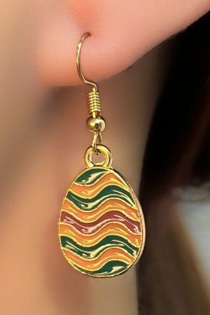 Jewelry |   Orange Easter Egg Striped Alloy Drop Earrings ACCESSORIES Jewelry