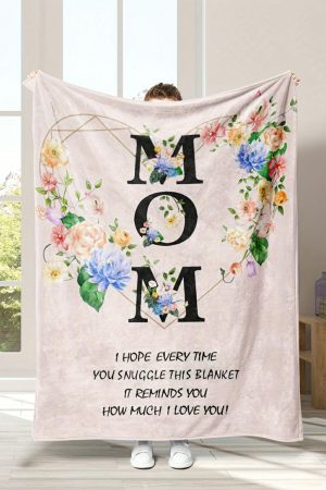 Other Accessories |   White MOM Floral Print Flannel Blanket 130*150cm ACCESSORIES Other Accessories