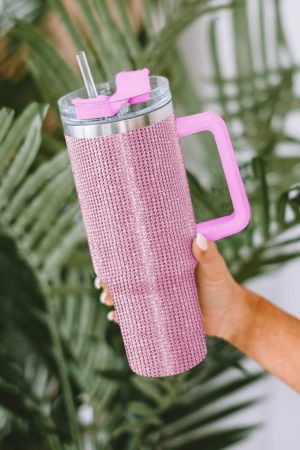 Tumblers |   Pink Sparkle Rhinestone Stainless Steel Insulated Cup 40oz ACCESSORIES Pink